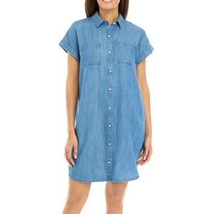 Wonderly Short Sleeve Shirtdress denim new small